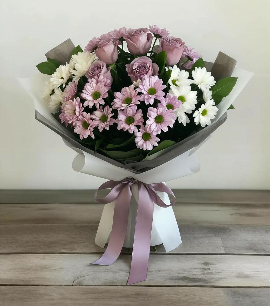 Букет цветов из: Хризантемы и Розы в Великоархангельском