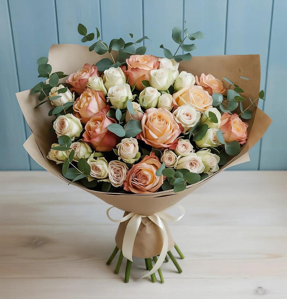 Букет цветов из: Альстромерии и Розы в Великоархангельском