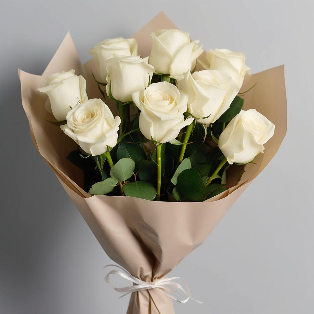 Букет 9 Белых роз Эдлесс Лав в Великоархангельском