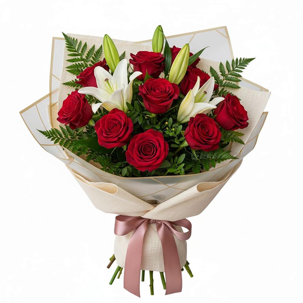 Букет цветов из: Лилии и Розы в Великоархангельском