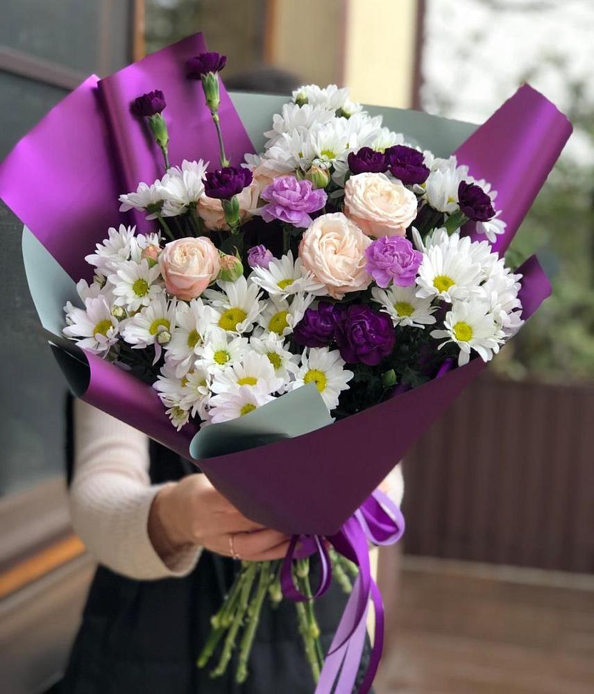 Букет цветов из: Хризантемы, Гвоздики и Розы в Великоархангельском