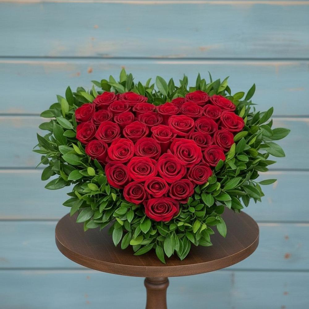 Цветочная композиция из Розы в виде сердца в Великоархангельском