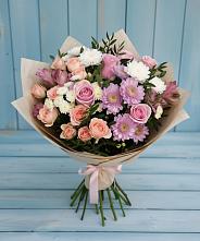 Букет цветов из:  Хризантемы, Розы и Альстромерии в Великоархангельском