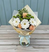 Букет цветов из:  Герберы, Розы и Хризантемы в Великоархангельском